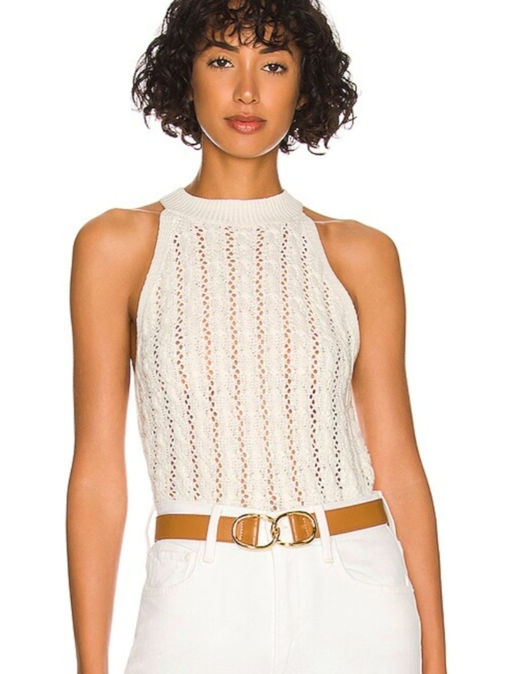 Lucky Brand Cream Knit Halter Tank Sz M